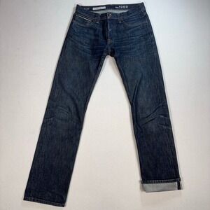Gap 1969 Selvedge Jeans Men 30x32 Blue Slim Straight 100% Cotton Ring Spun Denim